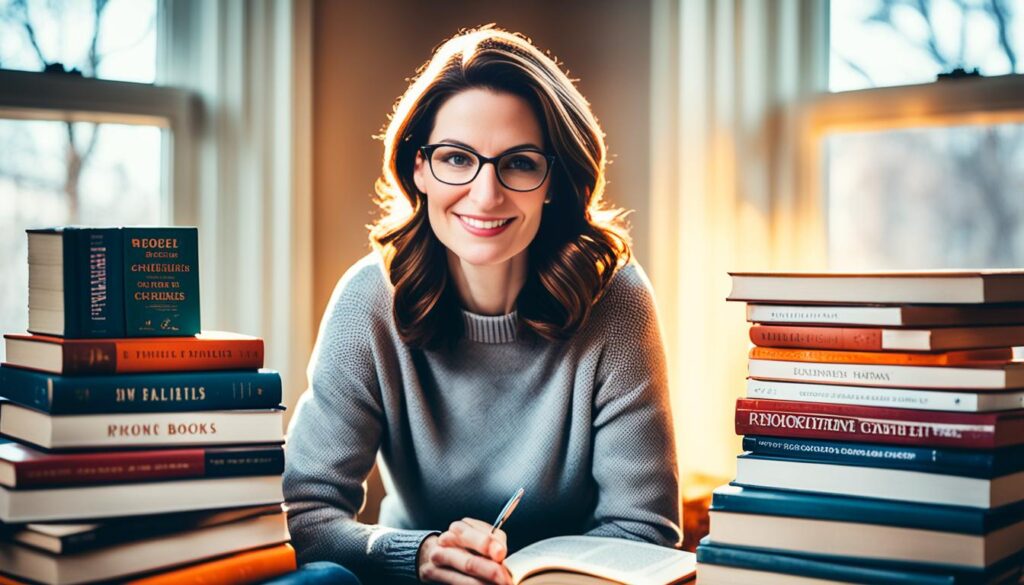 Rebecca Jarvis with Books